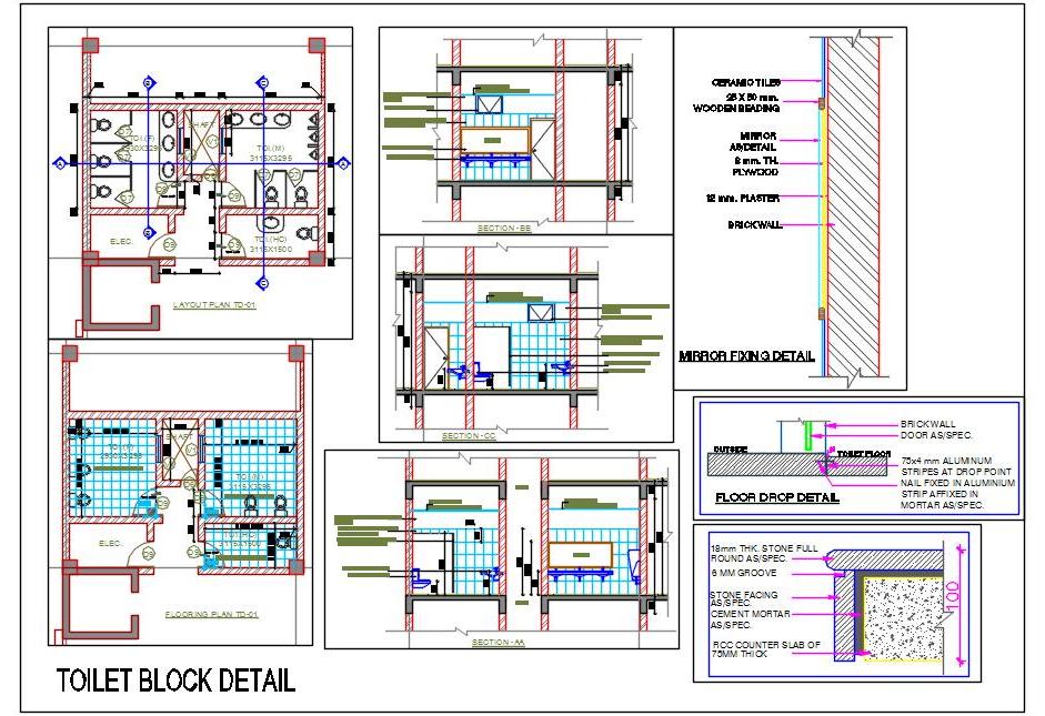 Toilet Block CAD DWG- Male, Female, & Handicapped